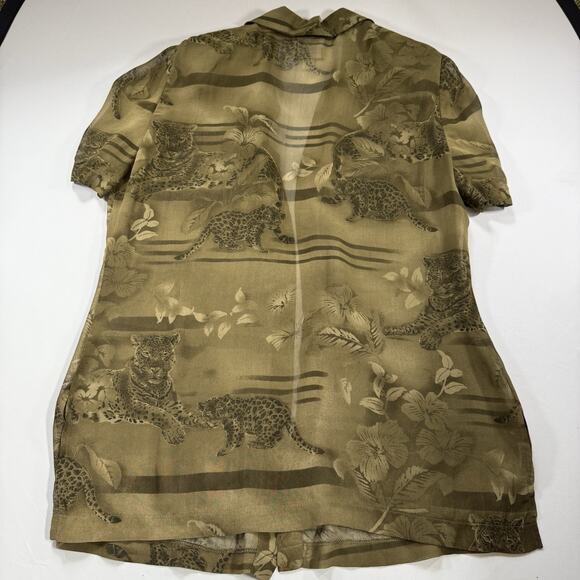 Joseph Ribkoff Cheetah Sheer Open Front Short Sleeve Blouse Top - Tan Wms 12 - Picture 13 of 13